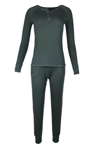 Olivia Long Sleeve Henley Loungewear Set