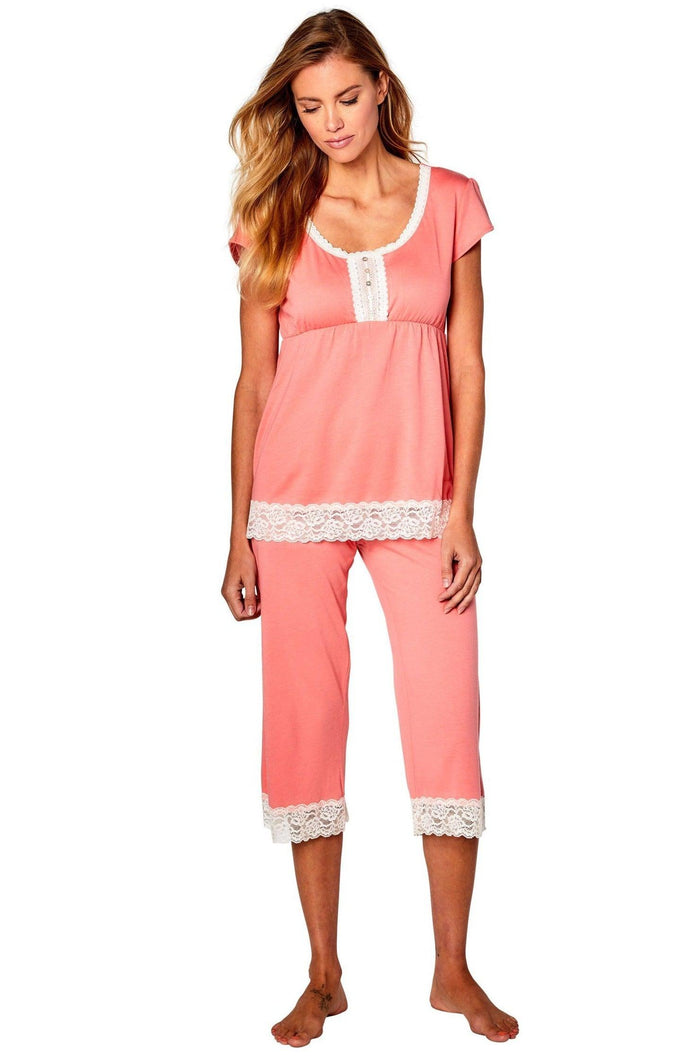 Short Sleeve Top Cropped Pant PJ Set - Clearance Rack - Twelve Eighty Eight PJ Sets twelveeightyeight.com