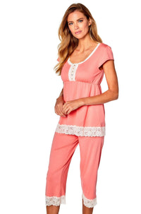 Short Sleeve Top Cropped Pant PJ Set - Clearance Rack - Twelve Eighty Eight PJ Sets twelveeightyeight.com