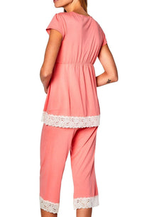 Short Sleeve Top Cropped Pant PJ Set - Clearance Rack - Twelve Eighty Eight PJ Sets twelveeightyeight.com